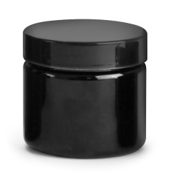 2 oz Black PET PCR Jars w/ Black Smooth PE Lined Caps