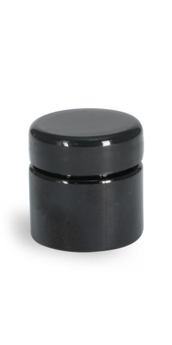 1/2 oz Plastic Jars, Black PET (PCR) Straight Sided Jars w/ Black Lined Dome Caps