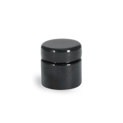 1/2 oz Plastic Jars, Black PET (PCR) Straight Sided Jars w/ Black Lined Dome Caps