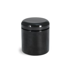 8 oz  Plastic Jars, Black PET (PCR) Straight Sided Jars w/ Black Lined Dome Caps