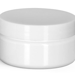 2 oz Plastic Jars, White PET Heavy Wall Jars w/ White Smooth Unlined Caps