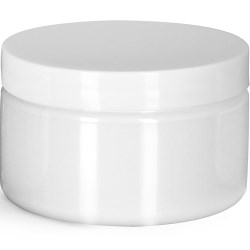 4 oz Plastic Jars, White PET Heavy Wall Jars w/ White Smooth Unlined Caps