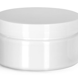 8 oz Plastic Jars, White PET Heavy Wall Jars w/ White Smooth Unlined Caps