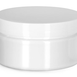 8 oz Plastic Jars, White PET Heavy Wall Jars w/ White Smooth PS22 Lined Caps