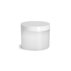 4 oz Frosted Natural Thick Wall Polypro Jars w/ White Smooth Plastic Lined Caps