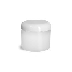 4 oz Plastic Jars, Frosted Natural Thick Wall Polypropylene Jars w/ White Lined Dome Caps