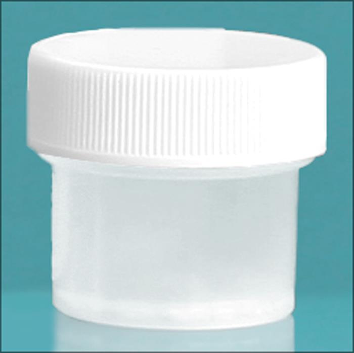 1/4 oz Natural Polypropylene Jars w/ White Unlined Screw Caps