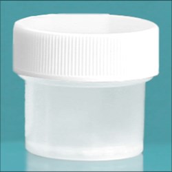 1/4 oz Natural Polypropylene Jars w/ White Unlined Screw Caps