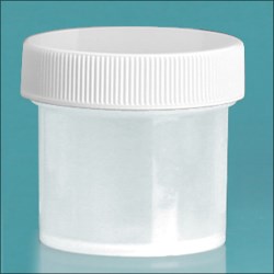 1 oz Natural Polypropylene Jars w/ White Unlined Screw Caps