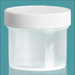 2 oz Natural Polypropylene Jars w/ White Unlined Screw Caps