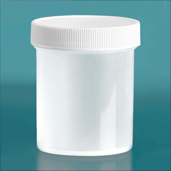 4 oz Natural Polypropylene Jars w/ White Unlined Screw Caps