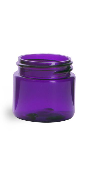 1 oz Plastic Jars, Purple PET Straight Sided Jars (BULK) Caps Not Included