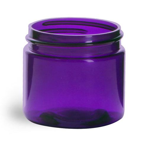 2 oz Plastic Jars, Purple PET Straight Sided Jars (BULK) Caps Not Included