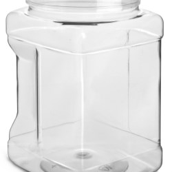 1/2 gal Clear PET Square Gripped Wide Mouth Jars (Bulk) Caps Not Included