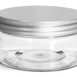 8 oz Clear PET Heavy Wall Jars w/ Lined Aluminum Caps