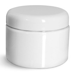 12 oz Plastic Jars, White PET Straight Sided Jars w/ White Lined Dome Caps