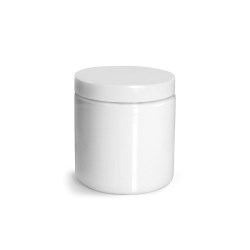 8 oz Plastic Jars, White PET Straight Sided Jars w/ White Smooth Unlined Caps