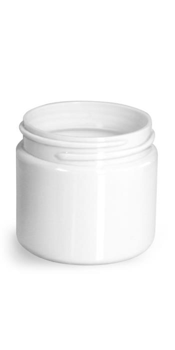 2 oz Plastic Jars, White PET Straight Sided Jars (Bulk) Caps Not Included