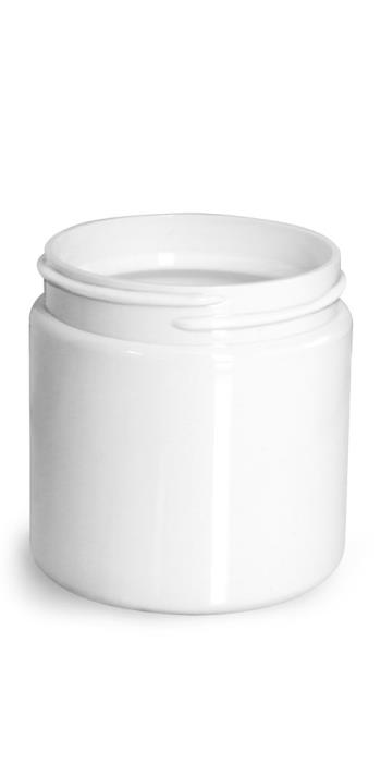 4 oz Plastic Jars, White PET Straight Sided Jars (Bulk) Caps Not Included