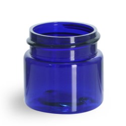 1/2 oz Blue PET Straight Sided Jars (Bulk), Caps Not Included