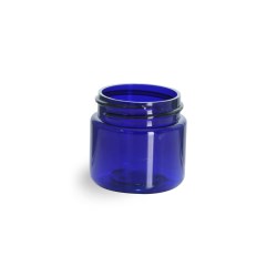 1 oz Blue PET Straight Sided Jars (Bulk), Caps Not Included