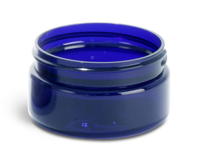 2 oz Blue PET Heavy Wall Jars (Bulk), Caps Not Included