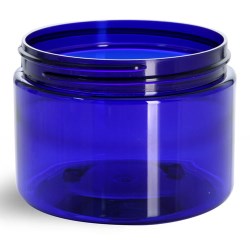 12 oz Blue PET Straight Sided Jars (Bulk), Caps Not Included