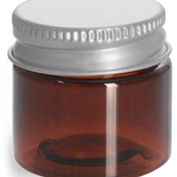 1/2 oz Amber PET Jars w/ Lined Aluminum Caps