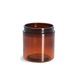 8 oz Amber PET Straight Sided Jars (Bulk), Caps Not Included