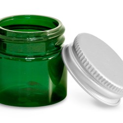 1/2 oz Green PET Straight Sided Jars w/ F217 Lined Aluminum Caps