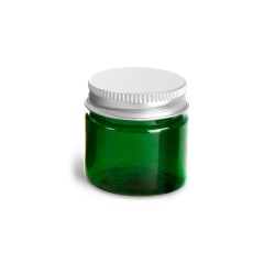 1 oz Green PET Straight Sided Jars w/ F217 Lined Aluminum Caps