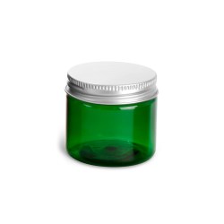 2 oz Green PET Straight Sided Jars w/ F217 Lined Aluminum Caps