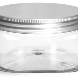 4 oz Clear PET Square Jars w/ Lined Aluminum Caps