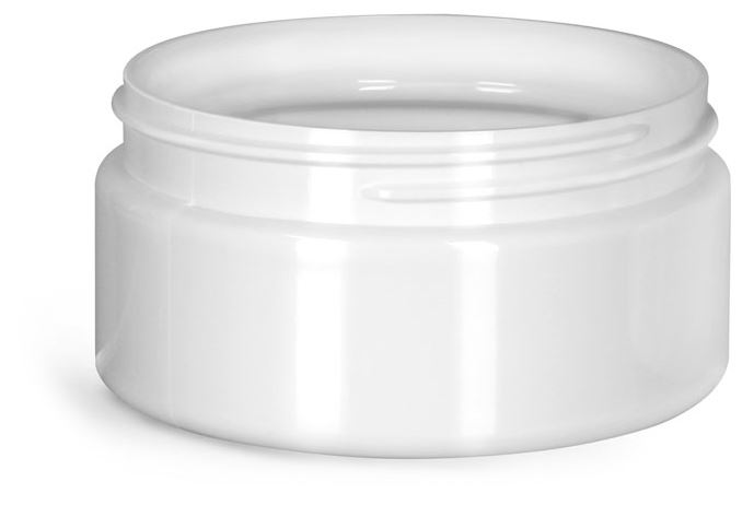 8 oz Plastic Jars, White PET Heavy Wall Jars (Bulk), Caps NOT Included