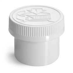 2 oz Plastic Jars, White Polypro Jars w/ White Child Resistant Caps