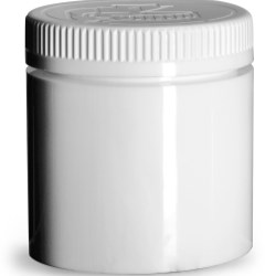 6 oz White Polypropylene Open Bottom Jars w/ White PE Lined Child Resistant Caps