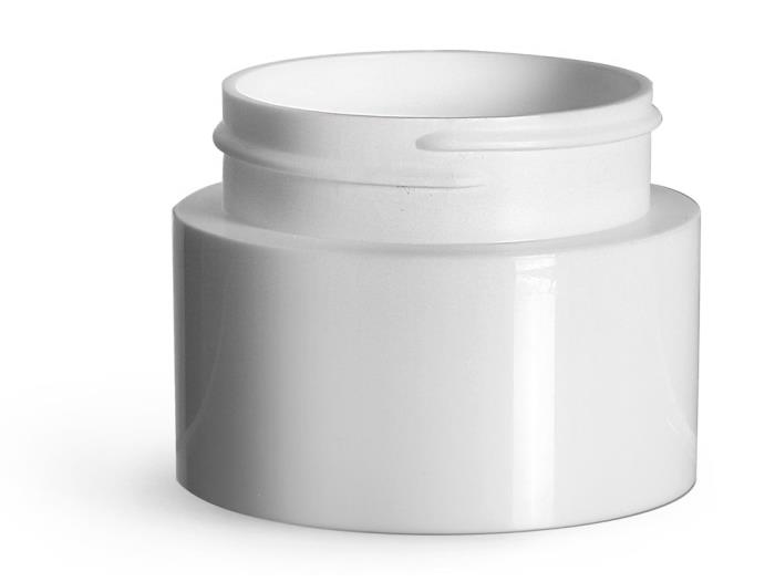 1.5 oz Plastic Jars, White Polypropylene Round Open Bottom Jars (Bulk), Caps Not Included