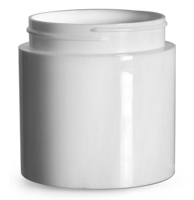 6 oz Plastic Jars, White Polypropylene Round Open Bottom Jars (Bulk), Caps Not Included