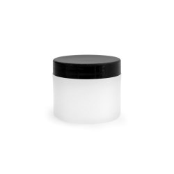 2 oz Frosted Natural Thick Wall Polypro Jars w/ Black Smooth Plastic Cap