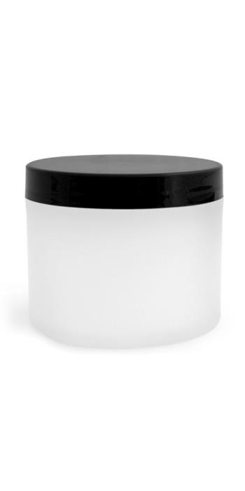 4 oz Frosted Natural Thick Wall Polypro Jars w/ Black Smooth Plastic Cap