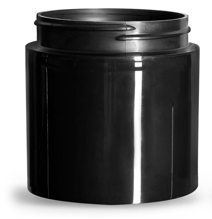 6 oz Plastic Jars, Black Polypropylene Round Open Bottom Jars (Bulk), Caps Not Included