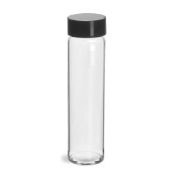 8 Dram Clear Glass Vials w/ Black Polypro Ribbed Foil Lined Caps