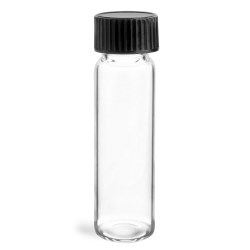 4 dram Clear Glass Vials w/ Black Phenolic Cone Lined Caps