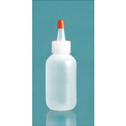 2 oz Natural LDPE Boston Round Bottles w/ Spout and Red Tip Cap