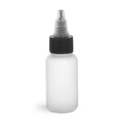 1 oz Plastic Bottles, Natural LDPE Boston Rounds w/ Black/Natural Induction Lined Twist Top Caps