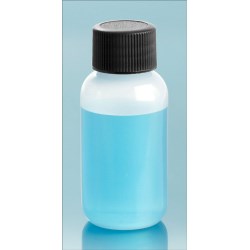 1 oz Natural LDPE Boston Round Bottles w/ Black Lined Screw Caps