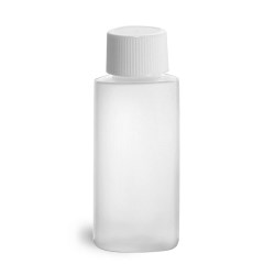 1 oz Natural HDPE Cylinder Round Bottles w/ White Lined Screw Caps