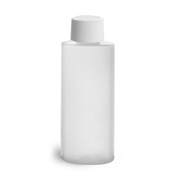 2 oz Natural HDPE Cylinder Round Bottles w/ White Lined Screw Caps