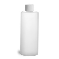 4 oz Natural HDPE Cylinder Round Bottles w/ White Lined Screw Caps