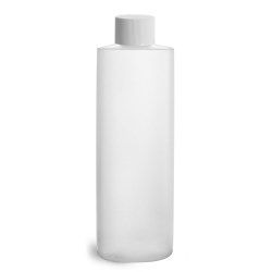 8 oz Natural HDPE Cylinder Round Bottles w/ White Lined Screw Caps